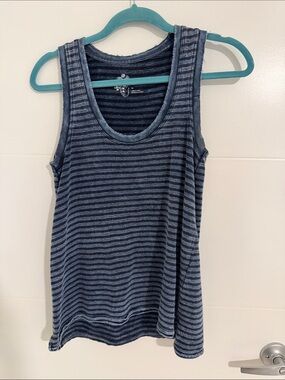Pilcro Navy and Light Blue Striped Tank Top